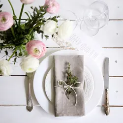 6 Pieces Linen Napkin White Napkins Table Dinner Napkins for Wedding Party 6 Size Available