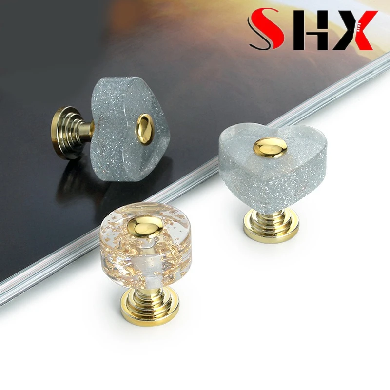 25*30mm Pull-out Cabinet Bedside Table Cabinet Door Plastic Door Handle Luxury Glass Aluminum Alloy Single-hole Pull Handle