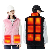 Plush Electric Heated Vest Lightweight Heating Vest USB Charging Electric Thermal Body Warmer 9 Areas Heated for Cycling Fishing