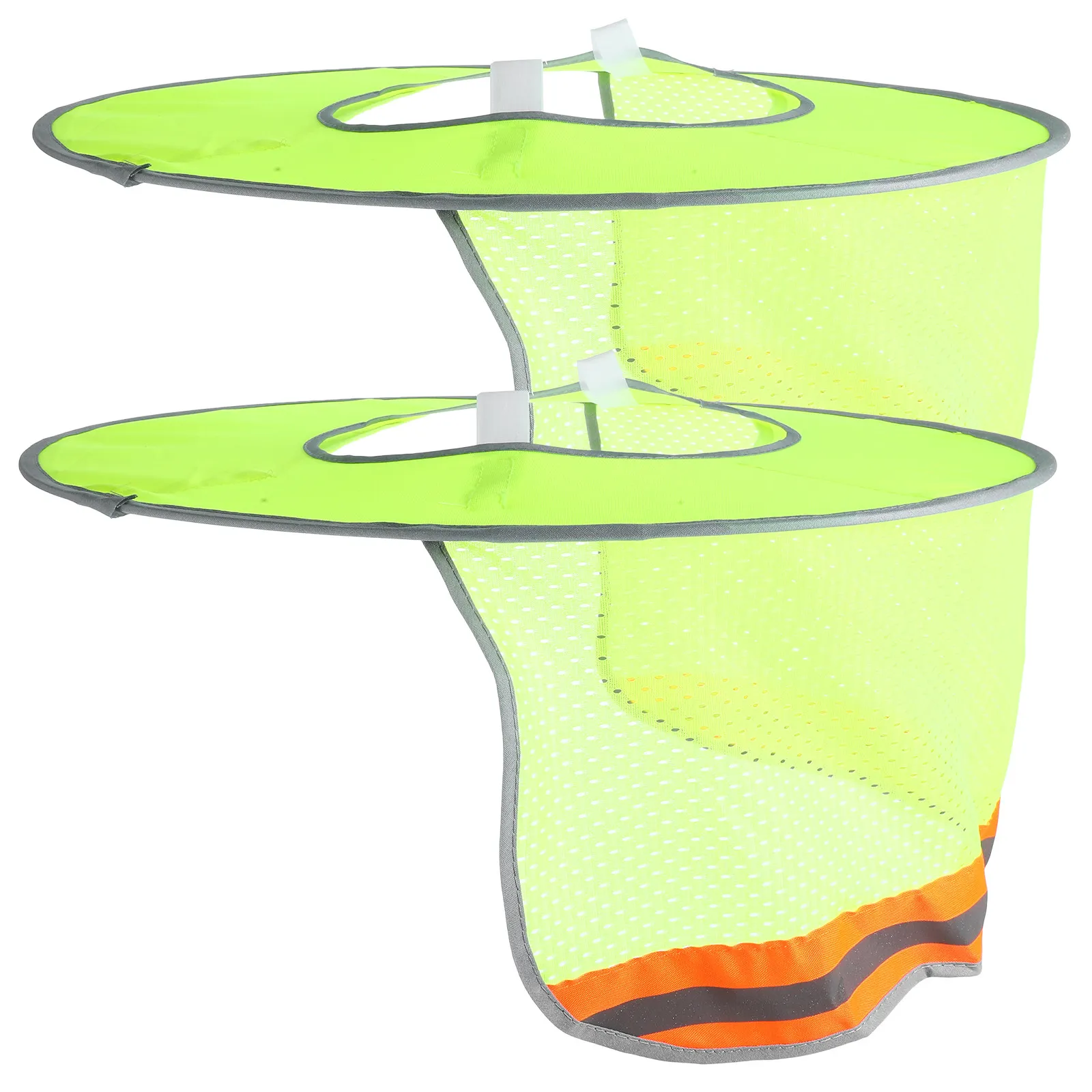 2Pcs Hard Hat Sunshade Reflective Full Brim Bright Yellow Breathable Mesh Neck Protector High Visibility Safety Work