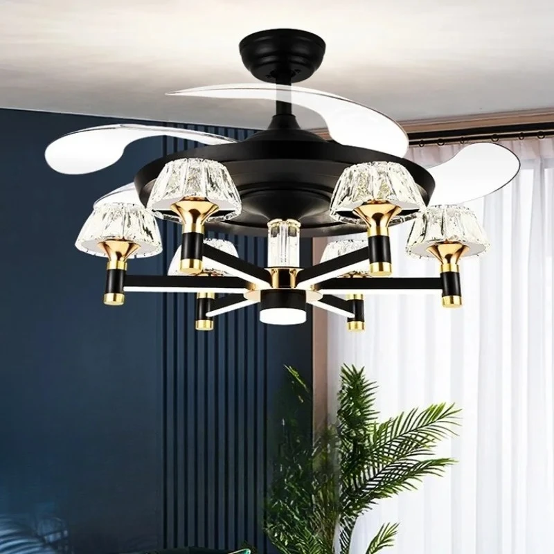 مصباح مروحة غير مرئي حديث مقاس 42 بوصة مصباح لغرفة المعيشة وغرفة النوم وغرفة الطعام مصباح مروحة منزلي فاخر متغير التردد 3 ألوان #1