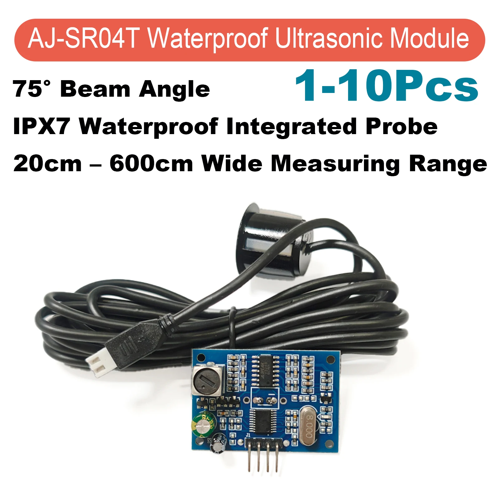Waterproof Ultrasonic Module AJ-SR04T Distance Measuring 20cm-600cm Transducer Sensor for Arduino Water Proof