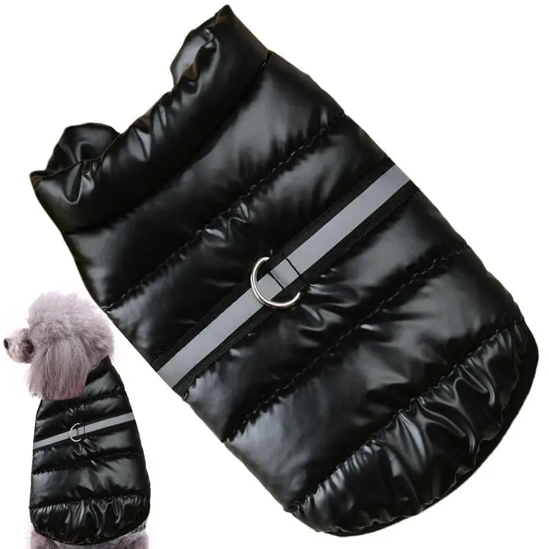 Chaqueta de invierno para perros pequeños, chaqueta cálida reflectante para perros con orificio para arnés incorporado, ropa para mascotas en clima frío, chaleco de nieve acogedor para