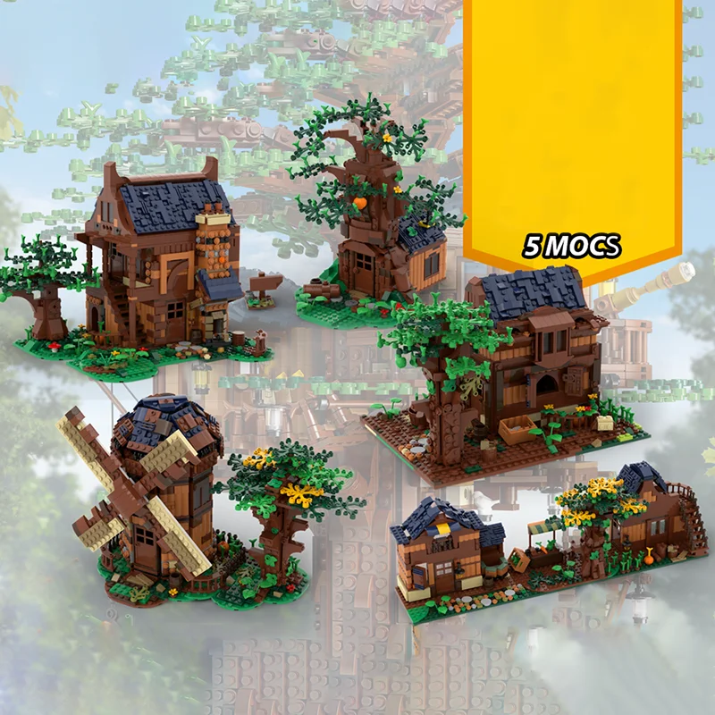 Moc อาคารอิฐยุคกลางสถาปัตยกรรมบ้านรุ่นอาคารเทคโนโลยี Modular ปราสาทยุคกลางรุ่นบล็อก Construstion ของเล่น