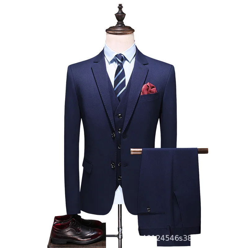 

Hot selling 2 Three-piece suit solid color stylish casual Korean style slim fit suit