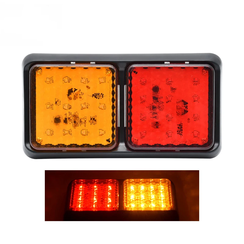 

2PCS One Pair 24V LED Truck Yellow And Red Dual Color Taillight Accessories