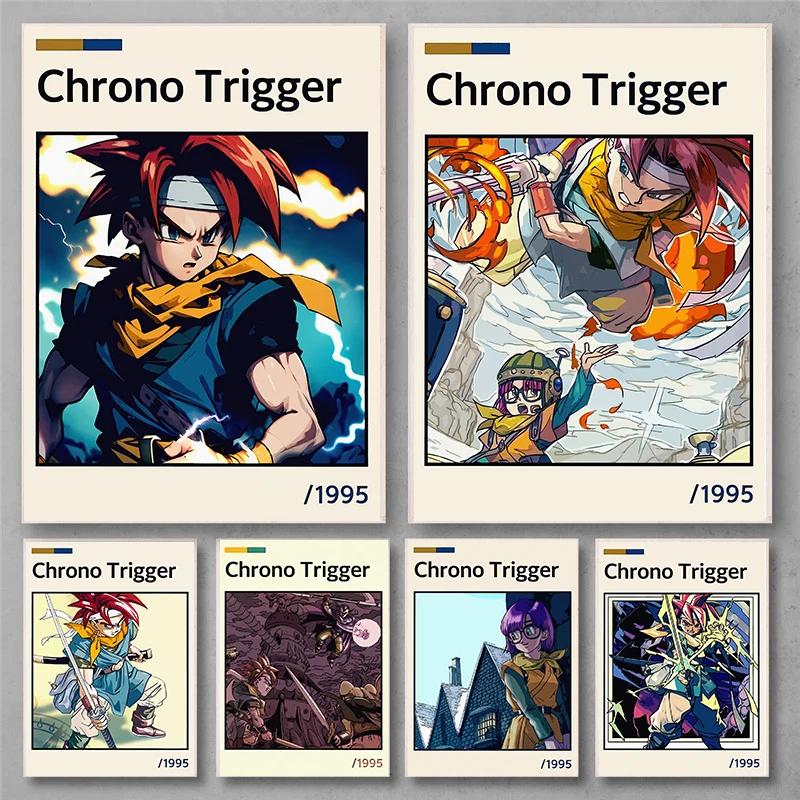 Classic Japanese Role-Playing Game C-Chrono Trigger Poster Fight Anime Character Prints Canvas Painting Wall Pictures Home Decor