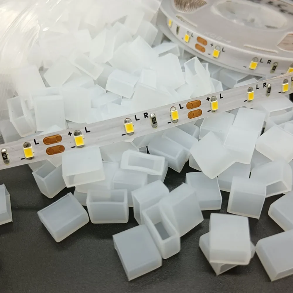 200pairs/Lot 8mm Silicone End Cap For 8mm 2835 IP67 IP68 LED Tube Strip  No Hole