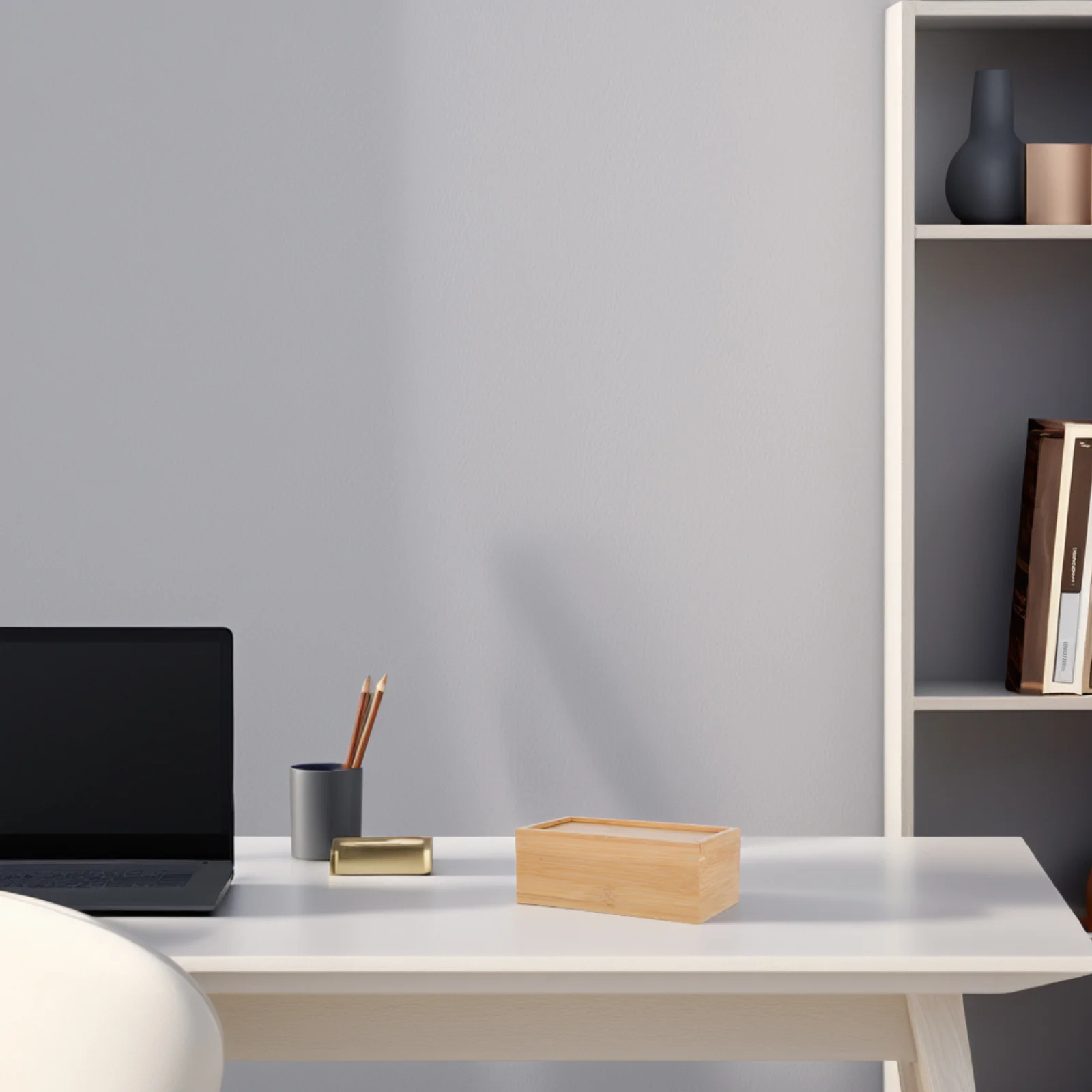 

Multifunctional Wooden Storage With Sliding Lid Desk Organizer Office Storage Box Natural Wood Large Capacity Dustproof
