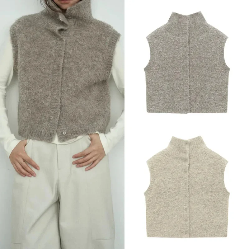 

Корейский свитер, куртка, зимняя версия Y2K, топ без рукавов, женский корейский универсальный шерстяной кардиган на пуговицах, футболка, новинка