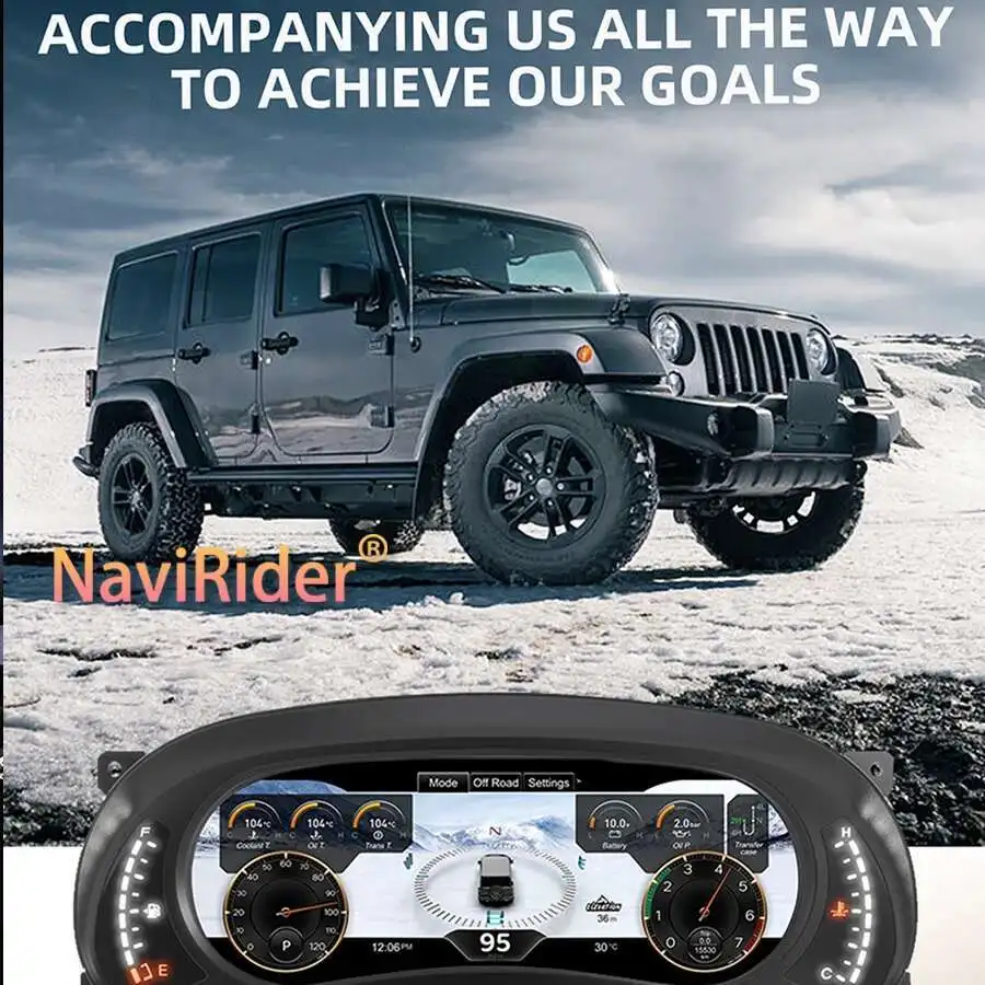 12.3inch Car LCD Instrument For Jeep WRANGLER 2011-2018 Panel Cluster Map Multiple Colorful UI High Definition Display