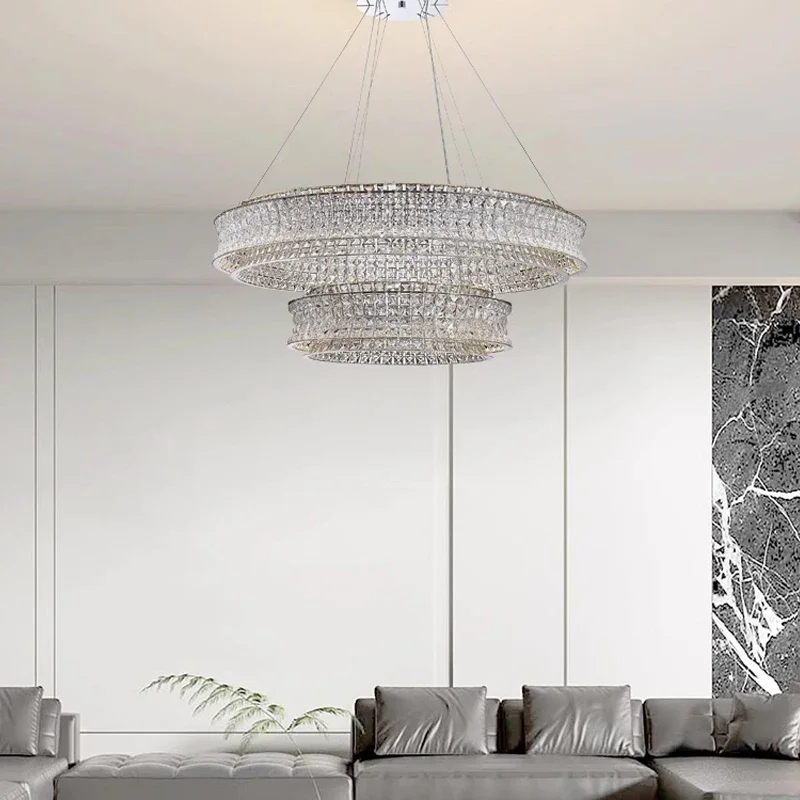 Imagem -02 - Luxo Moderno k9 Crystal Chandelier Led Pendant Lamp Pendurado Luminária Duplex Villa Living Sala de Jantar Quarto Home Decor