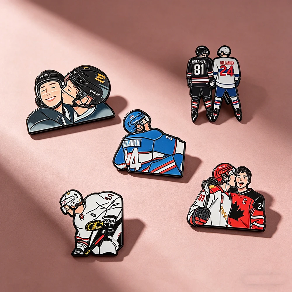 5 PCS'Heated Rivalry' Quote Enamel Pin TV Drama Baseball Uniform Brooch Lapel Pin Badge on Backpack Clothing Accessories Jewelry