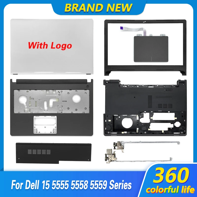 New LCD Back Cover/Front Bezel/Hinges/Palmrest/Bottom Case/Door Cover For Dell Inspiron 15 5555 5558 Non Touch White