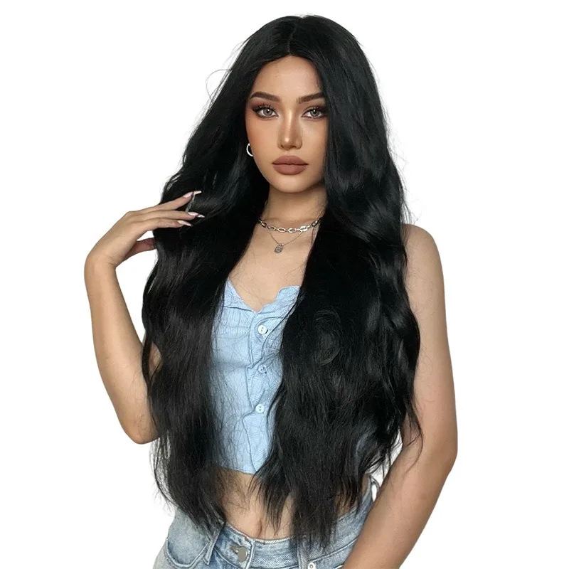 

Black Medium Length Curly Hair Wig with Full Head Cover, Natural Hair for Cosplay Parties, Daily Wear, Suitable for Women