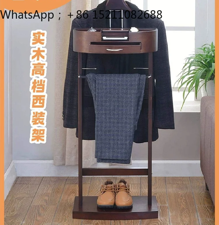 LLY retro solid wood coat rack floor-to-ceiling home office hotel multi-functional integrated storage suit hanger