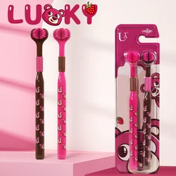 Uaggic [2 Travel Packs] Cute Printed Handle Three-sided Brush Head Home Adult Couple Soft-Bristled Toothbrush