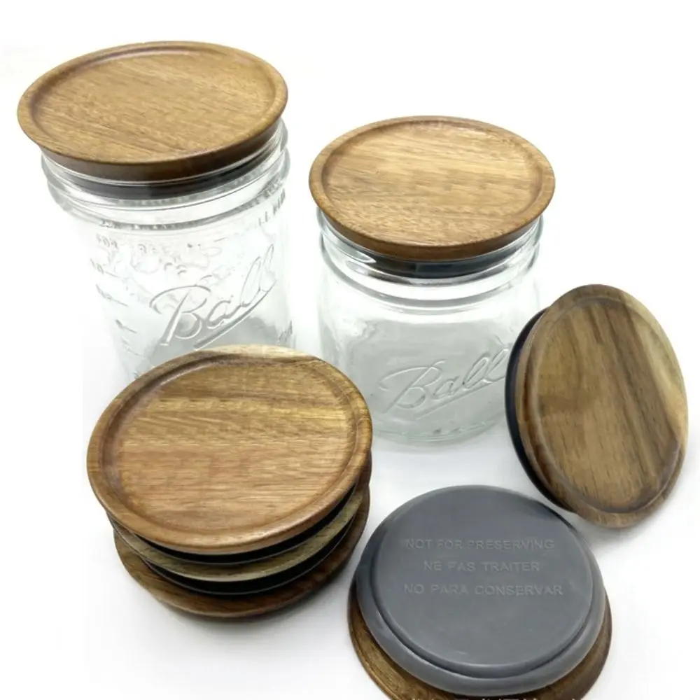 72/90mm All Sealed Wooden Storage Lids Set,Wooden Lids for Ball,Kerr Jars,Food Grade Material,Airtight for Jars