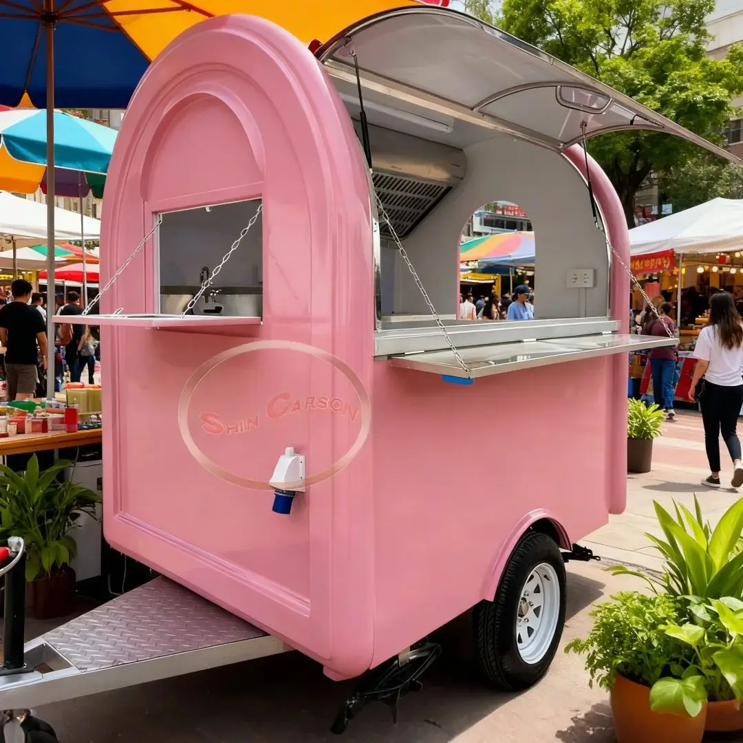 

ONLYWE Fast Food Truck Hotdog Cart Coffee Pizza Ice Cream Catering Trailer Drinks Mobile Kitchen Business Equipment