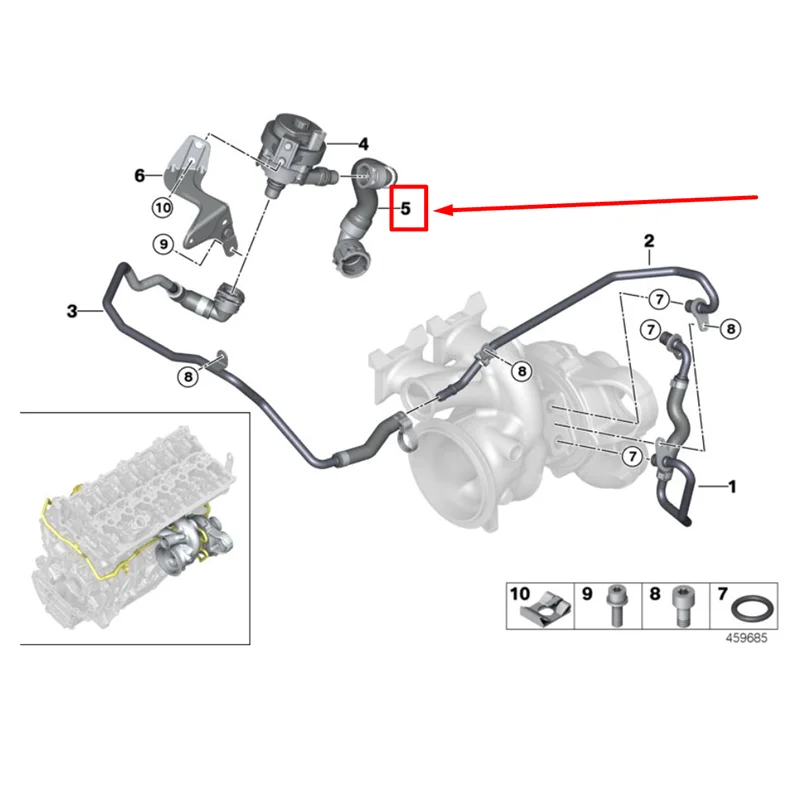11538611277 Kühlmittelrohr Turbinenwasserleitung für BMW G30 G38 G11 G12 G01 F30 F20 F31 F32 F36 Autozubehör – Detail 1