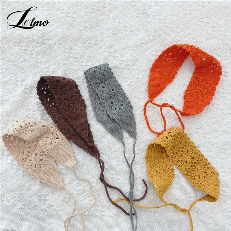 

Crochet Hair Band Women Scarf Solid Color Knitting Headbands Bandanas Wide Elastic Hairbands Fashion Accessories