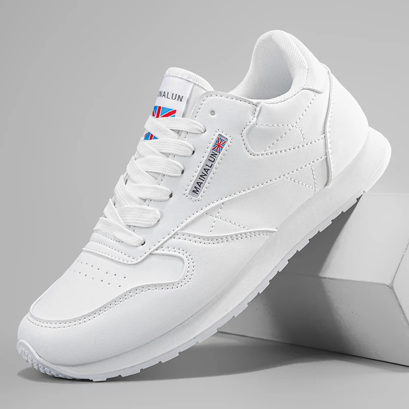 Men's Casual Sports Shoes, White Sneakers, Solid Color Classic, Comfortable and Stylish, Suitable for Walking, Outdoor Training