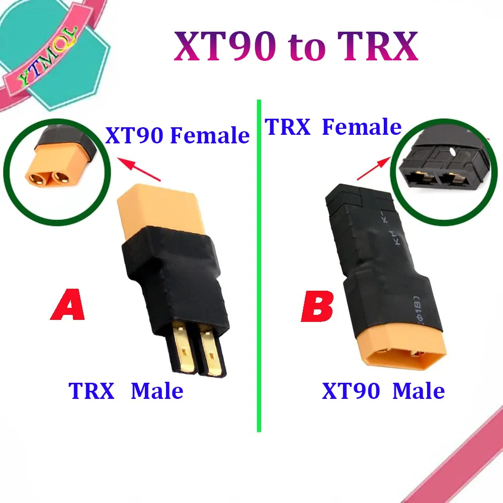 1Pcs XT90 to TRX Female Male Connectors Banana Plug RC Lipo Battery Control Parts DIY Adapter