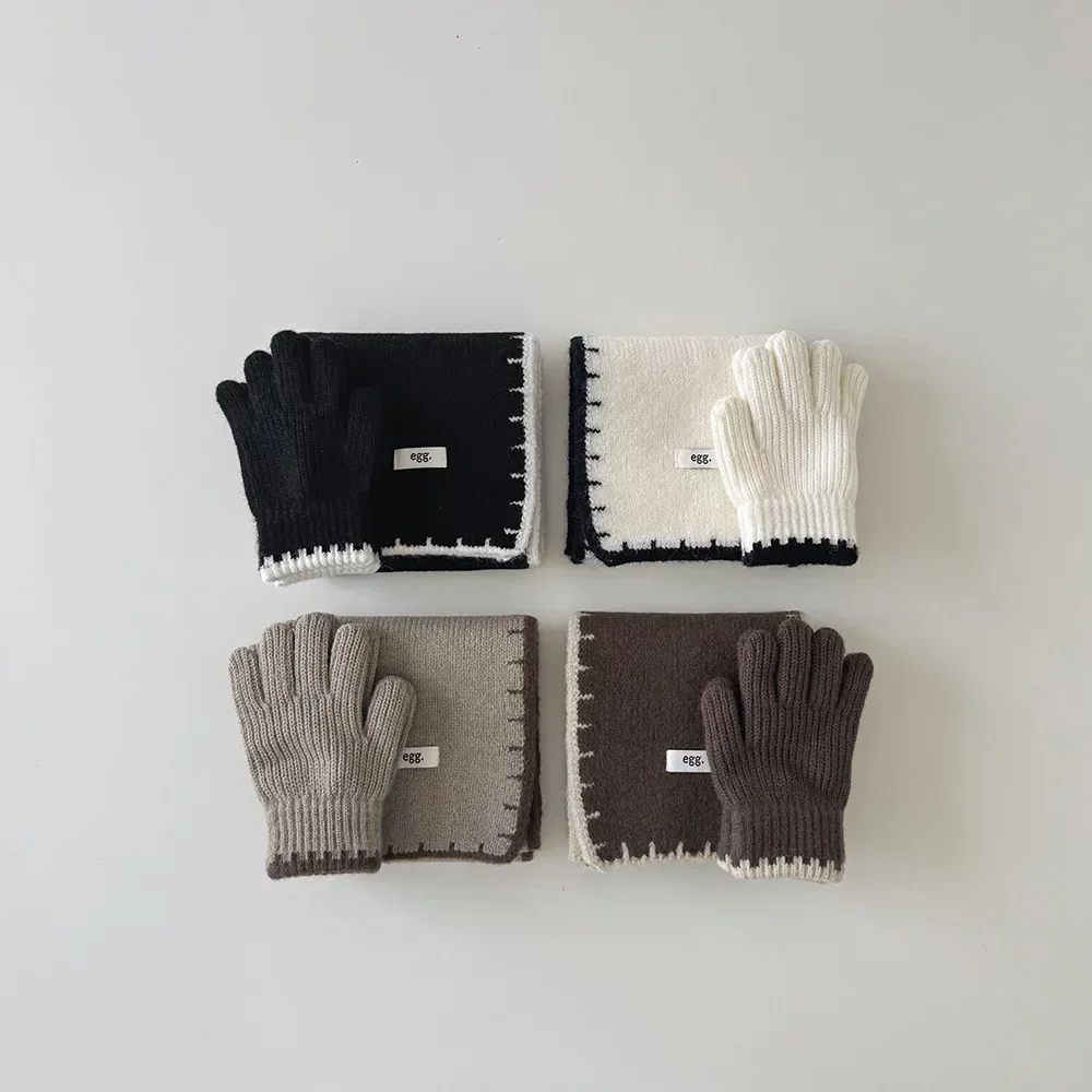 2026 Kinder Trendiger Herbst-Winter-Schal im koreanischen Stil mit Farbblöcken, Wärmeset für Babys, Jungen und Mädchen, Neuer Kinderschal – Detail 1