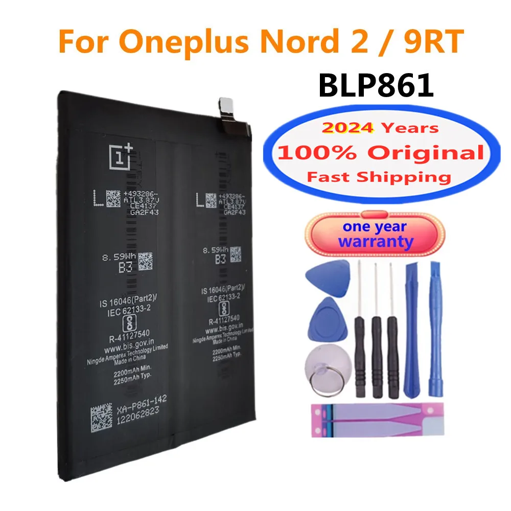 2024 Years BLP861 Original Battery For One Plus Oneplus Nord 2 Nord2 / 9RT 4500mAh Phone Battery Bateria Batteries Fast Deliver