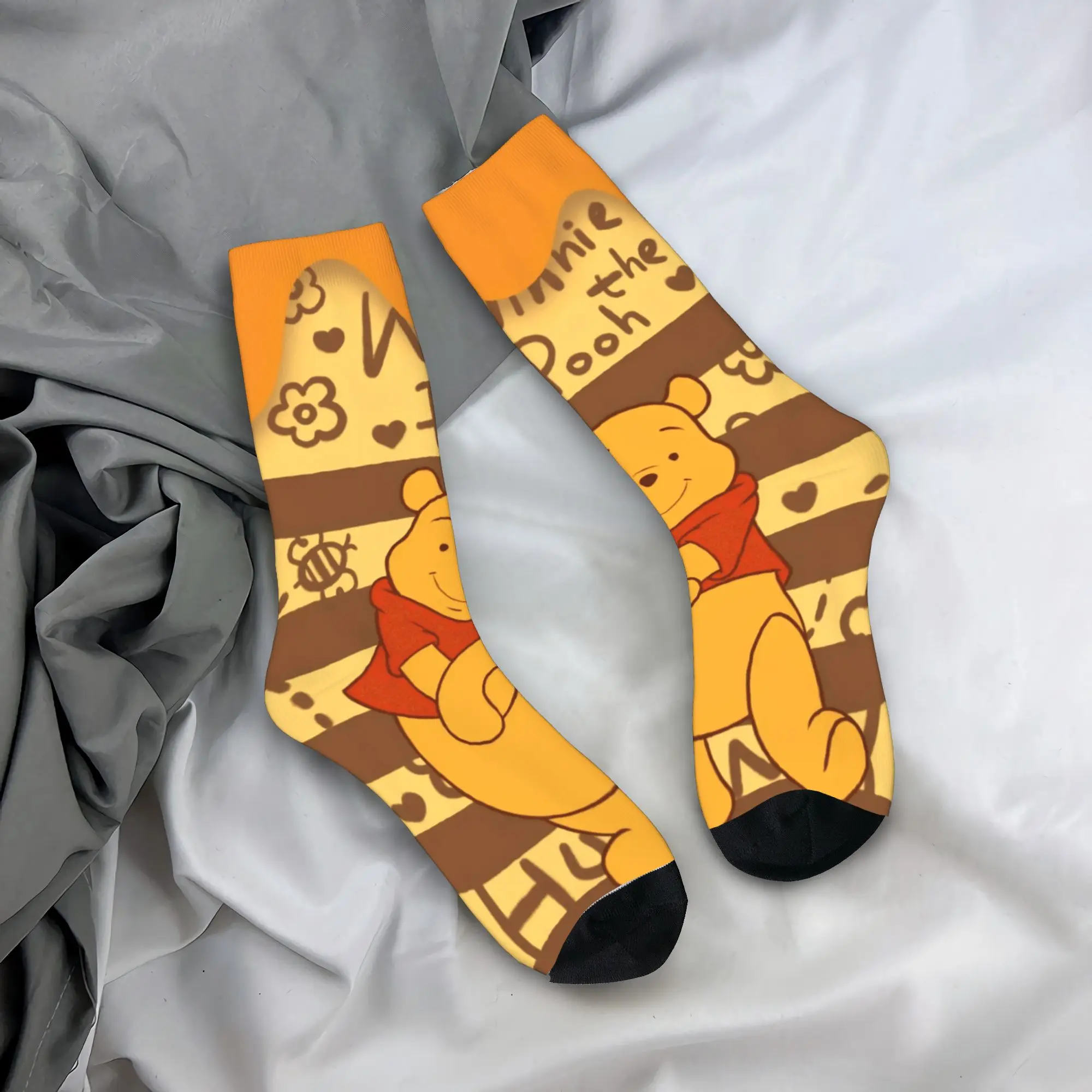 Winnie the Poohs Stockings  Gothic Socks Men Soft Breathable Socks Winter Climbing Pattern Non Slip Socks Gift