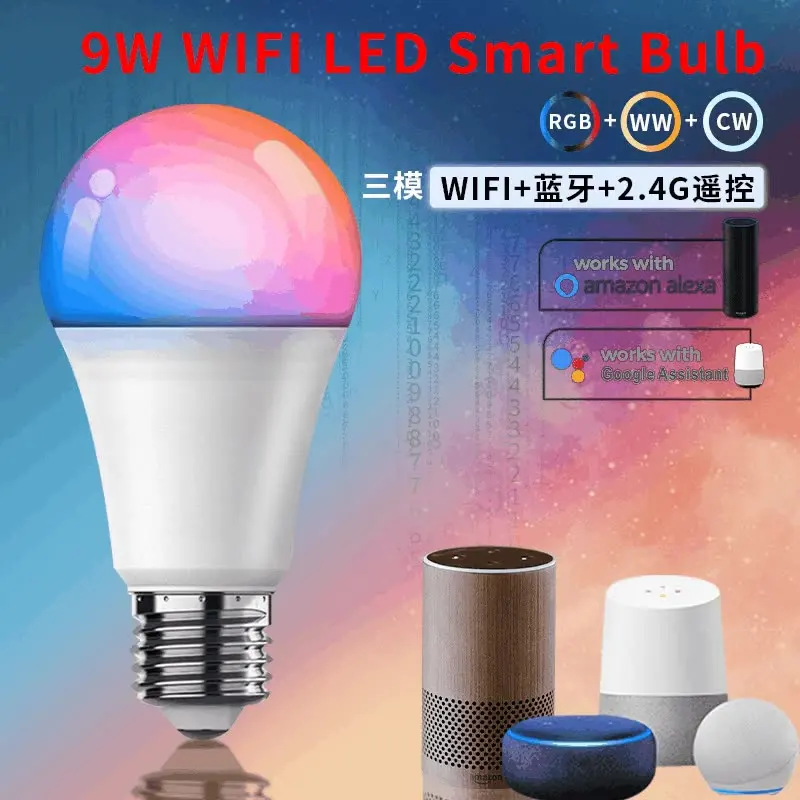 

WIFI Intelligent Voice Colorful Atmosphere Bulb Music Rhythm Remote Control Bluetooth Colorful Bulb Lamp Screw Remote Timing