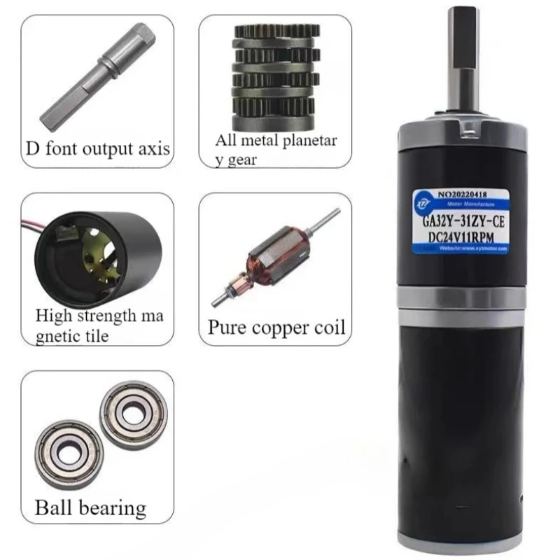 12V24V 32mm Mini DC 32-31ZY Encoder Reduction Motor Planetary Gear Adjustable Forward and Reverse Small Motor
