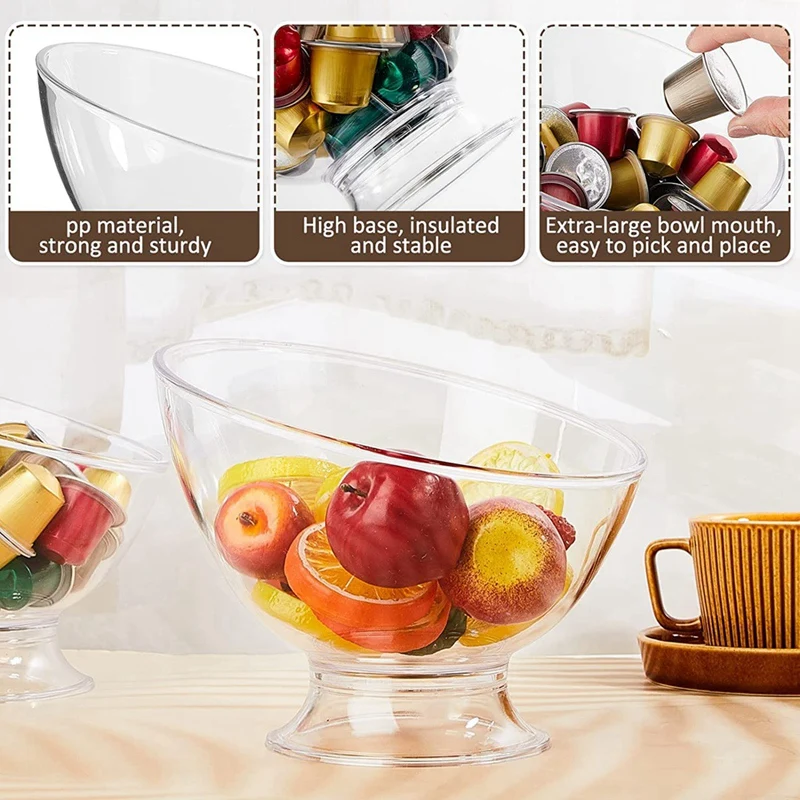 2PCS Clear Coffee Pod Holder Stand Brackets Plastic Coffee Capsule Container Creamer Holder Coffee Storage Salad Bowl Candy Dish