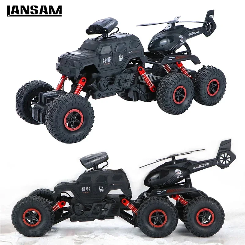 NEW Sturdy Radio Control Off-Road Vehicle/Truck Toy 6 Wheels RC Car with Helicopter High Speed Stunt Toys for Children and Kids