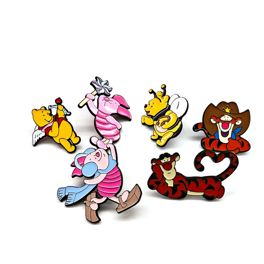 

6 шт. Винни-Пух-Ениме-Набор булавок-Тиггер-Пиглет-Мультфильм-Аниме-Бриoches-Отквы на лацкане-для-Рюкзаков