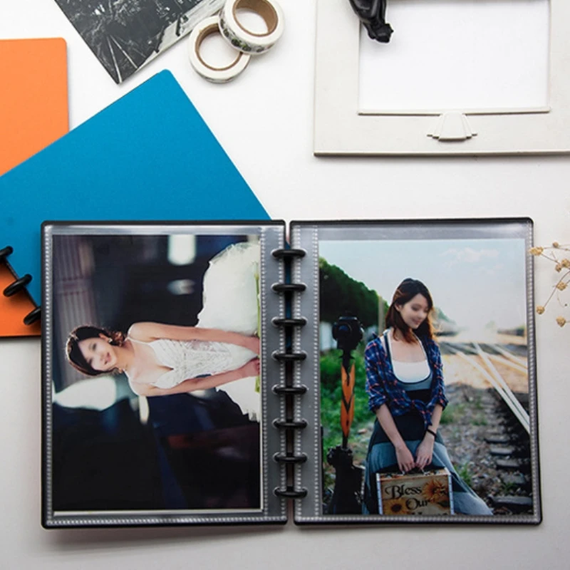 صفحات إعادة تعبئة الفطر A4A5 أكمام ألبوم صور شفافة 3/3.5/6/7 بوصة بطاقة صور جمع 4 جيوب بطاقة Kpop فرز تخزين البطاقات البريدية