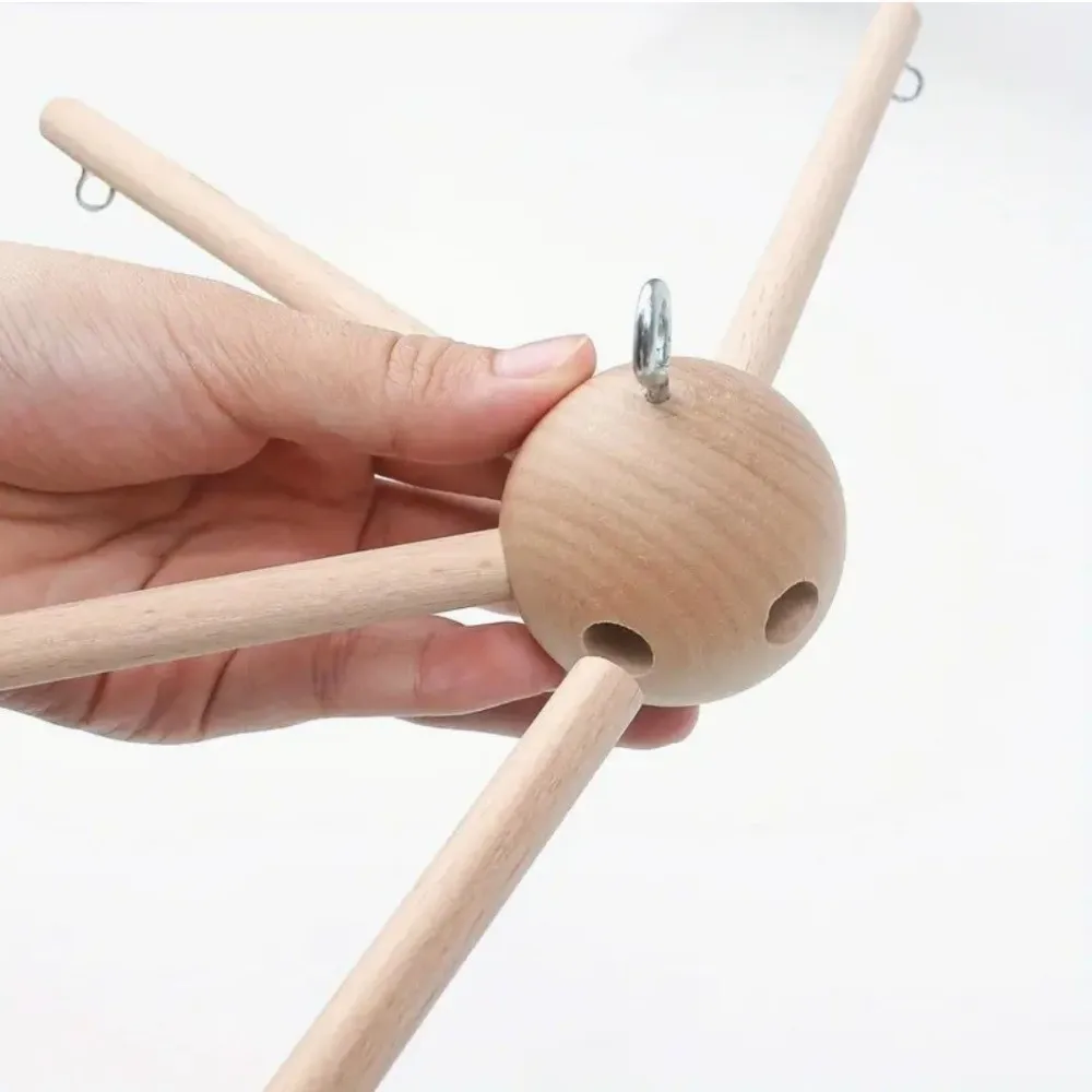 Vintage Style Rotating Wind Chime Rack Smooth Stable DIY Wind Chime Kit Natural Hanging Bell Baby Crib Mobile Home Ceiling Wall