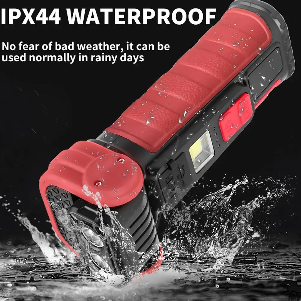 Rechargeable 1500mAh COB LED Flashlight 180 Degree Rotating Head Portable Work Light 6 Modes Adjustable for Outdoor Emergency