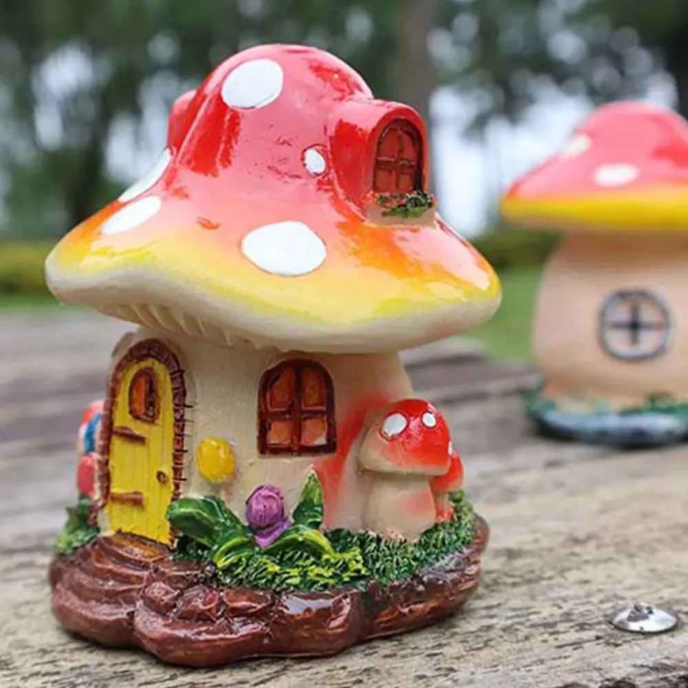 Resin Mushroom House Ornaments Potted Decoration Tulip Pastoral Ornaments Gardening Landscaping