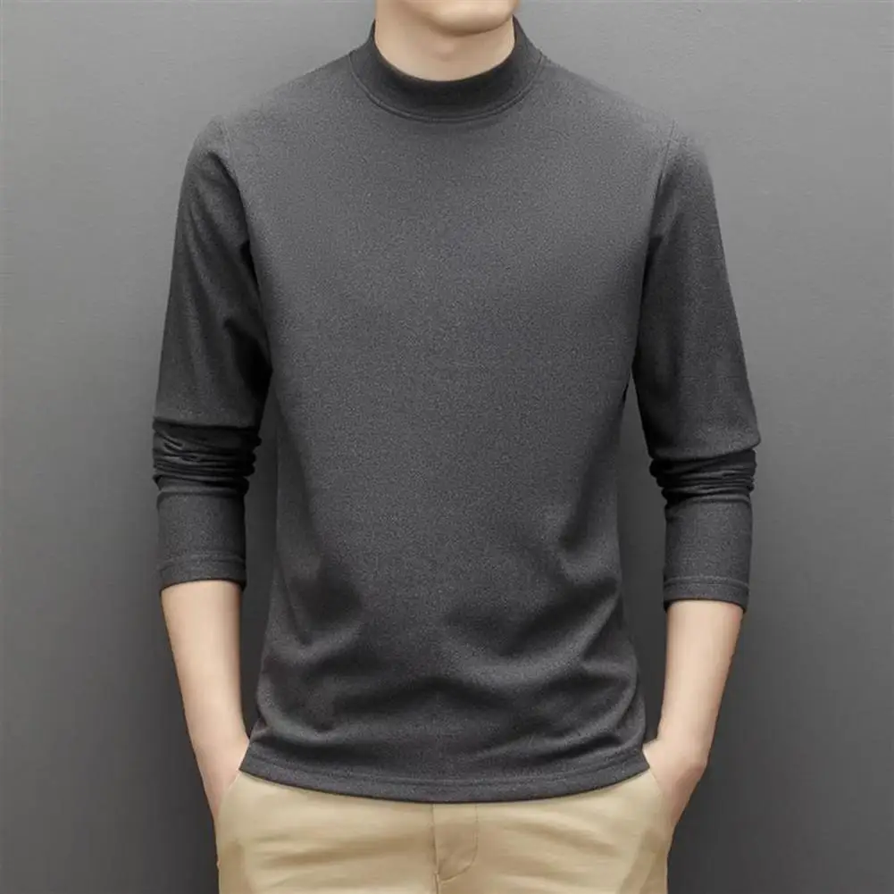 Double-sided German Velvet Top Spring Autumn Men Top Neck Protecting Half-high Collar Velvet Pullover Basic Sweatshirt