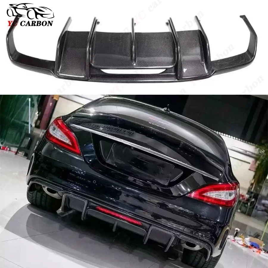 For Mercedes Benz CLS Class W218 CLS300 CLS350 Carbon Fiber Car Rear Bumper Back lip Diffuser Rear Side Splitters Spoiler Lip