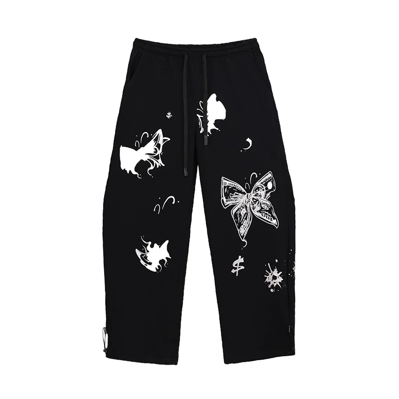 CBXLAB Street Dance Women\'s Black thin hip-hop dance sports pants American print design dance street casual pants