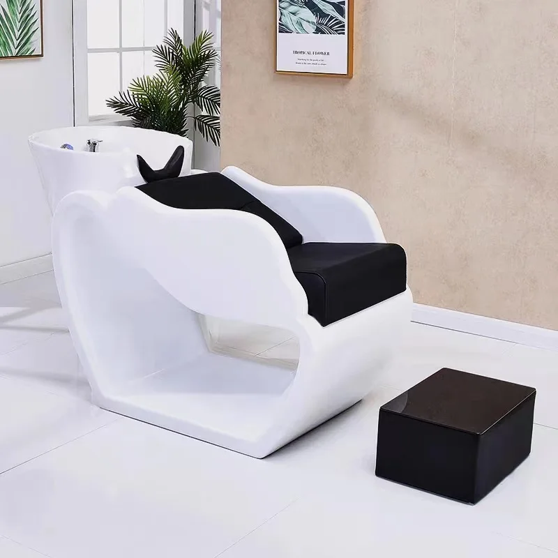 Internet celebrity hair salon semi-reclining shampoo bed barber shop special ceramic basin flushing bed massage bed hair salon w