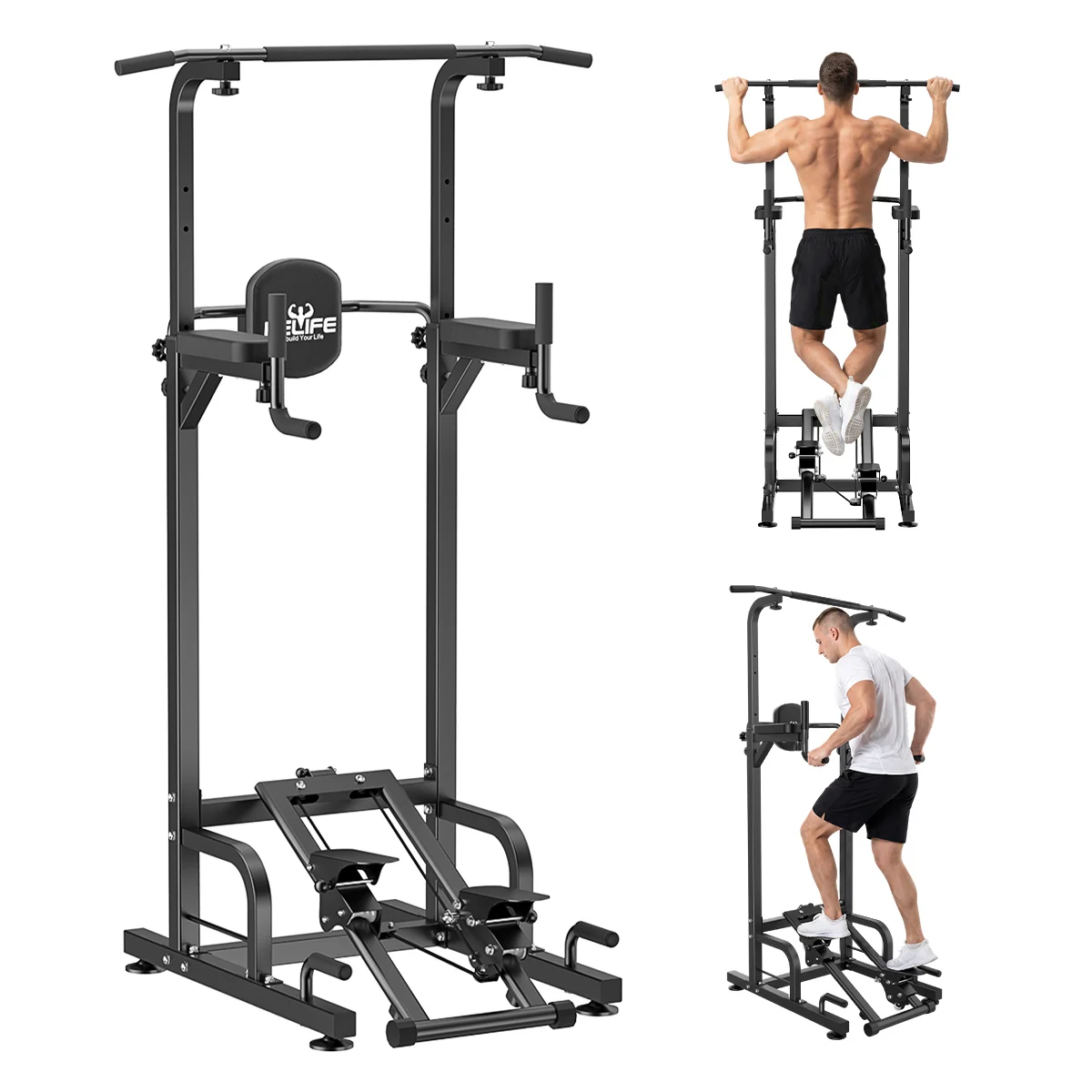 RELIFE Multifunctional Power Tower Pull Up Dip Station Free Standing Pull Up Bar