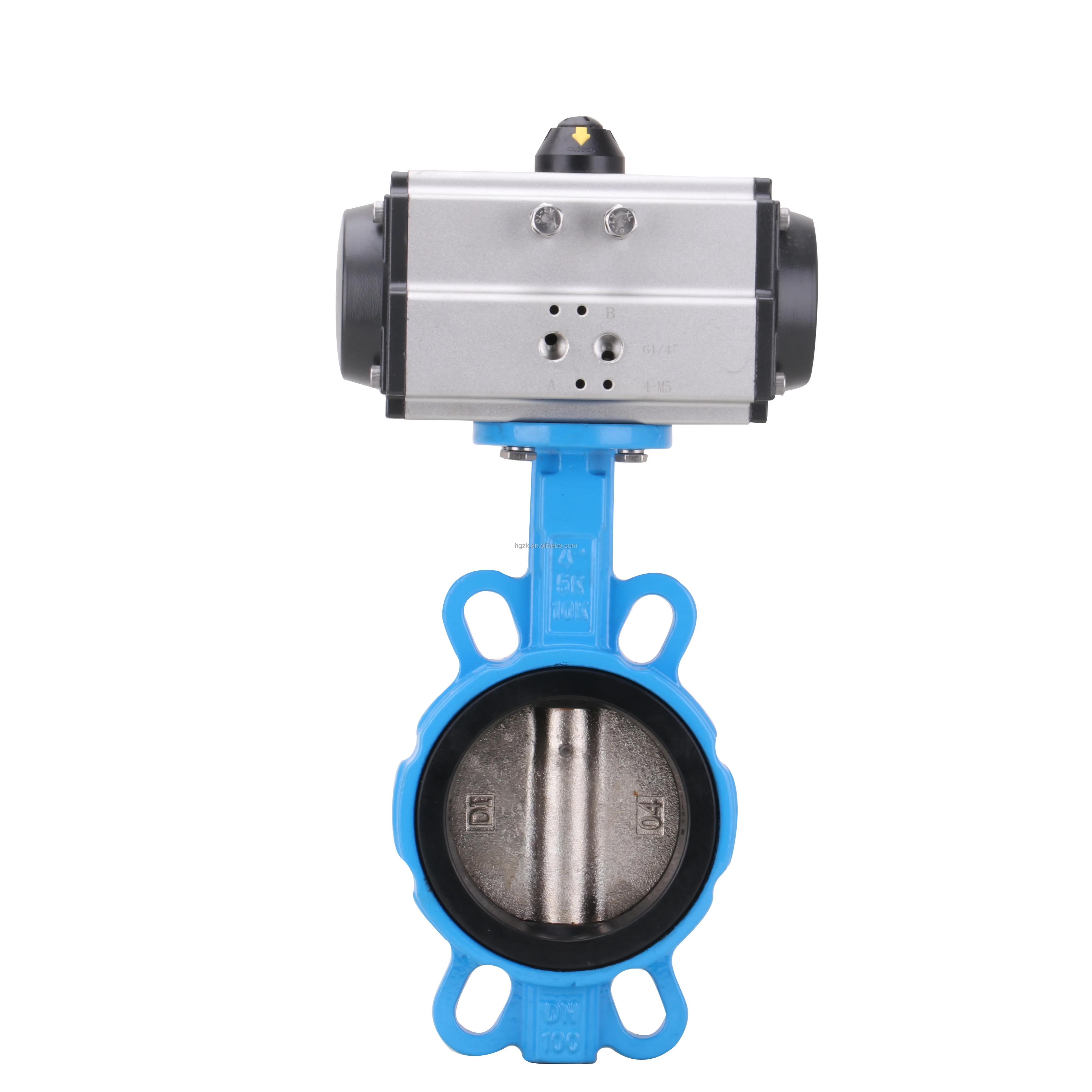 الصين صمام الصانع DN150 صمام الفراشة نوع الويفر مع المحرك الهوائي