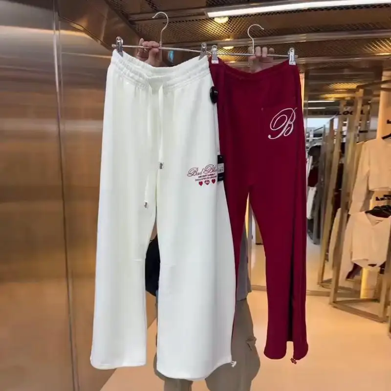 กางเกงกีฬาขากว้างลำลองผู้หญิงอเมริกันสลีสลิมมิ่งหลวมพอดีสตรีทแดนซ์กางเกงขาตรงเดินทางสลี