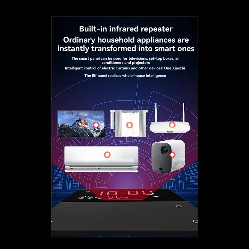 ABSQ-Tuya Little Smart Spirit 2-قناة مفاتيح 2-قناة التحكم في منطقة المشهد لوحة التحكم الصوتي واي فاي 2.4G + الأشعة تحت الحمراء