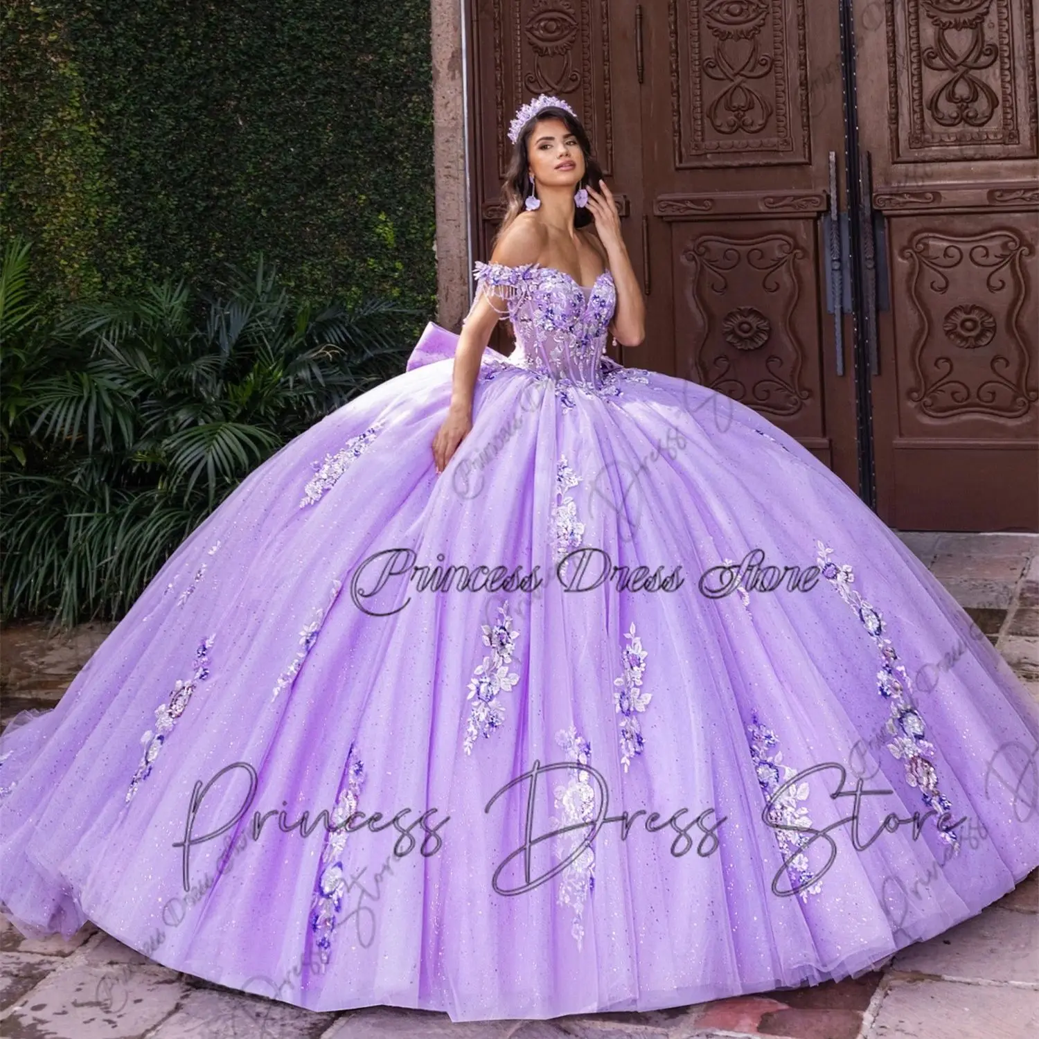 ชุดเดรสงาน Quinceanera แบบเปิดไหล่ ประดับลูกไม้ปักเลื่อม ผ้าทูลล์ สำหรับงานปาร์ตี้วันเกิด ฉลองอายุ 16 ปี หรือ 15 ปี