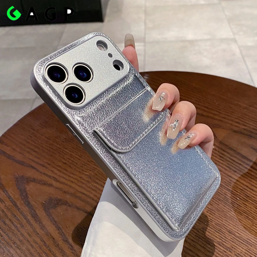 iPhone 17 ProMax、iPhone 17 Air、16、14、15 Pro Max Plus、13、12 Mini、16e、11用レザーカバー、カードスロット付きウォレットブラケットケース