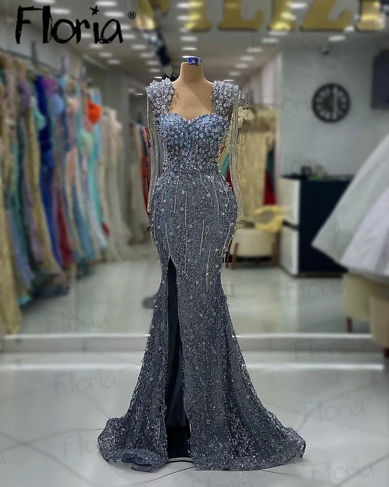 Queen Anne Mermaid Party Dress, Vestidos de cristal Dubai, Convidado de casamento de luxo, Vestidos de baile, 2024